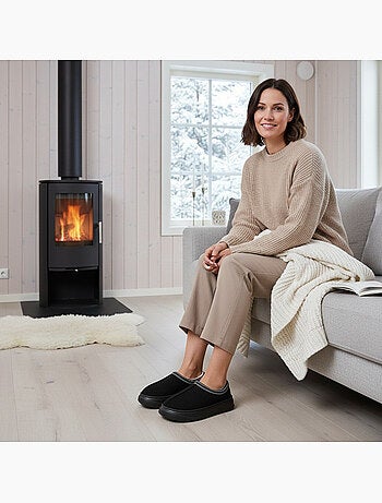 Ozabi chaussons femme style scandinave, talon fermé, intérieur fourré