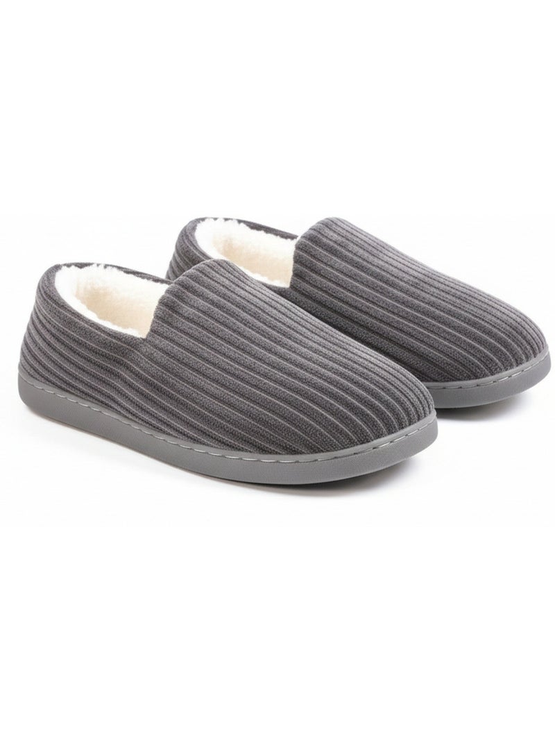 Ozabi chaussons homme fourrés, côtelés ou effet fourrure, semelle antidérapante Bleu anthracite - Kiabi