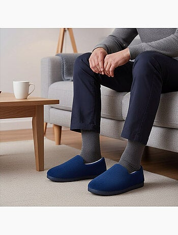 Ozabi chaussons homme fourrés, côtelés ou effet fourrure, semelle antidérapante