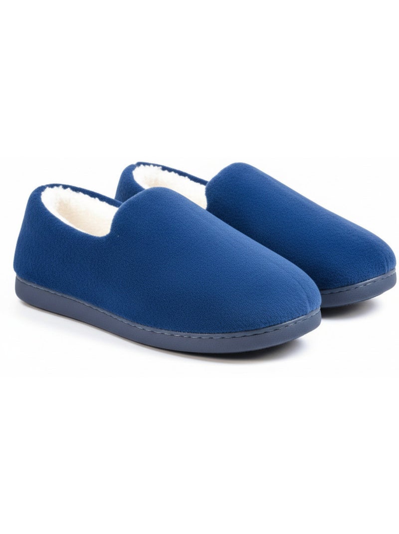 Ozabi chaussons homme fourrés, côtelés ou effet fourrure, semelle antidérapante Bleu marine - Kiabi