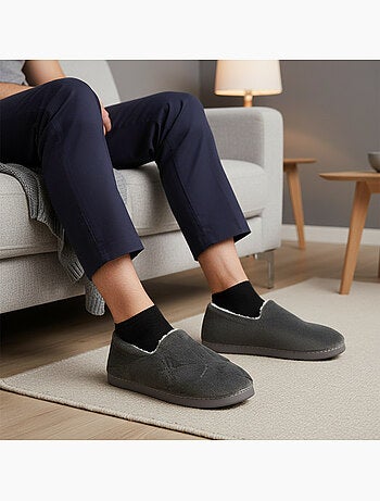Ozabi chaussons homme fourrés, côtelés ou effet fourrure, semelle antidérapante