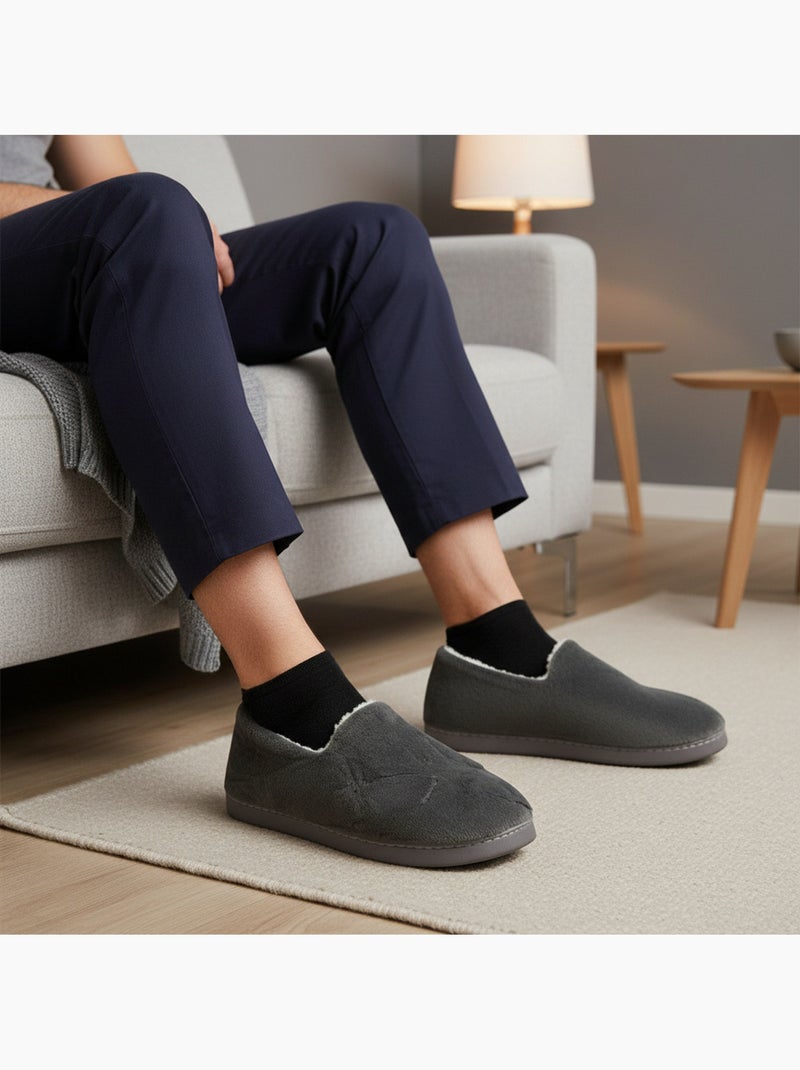 Ozabi chaussons homme fourrés, côtelés ou effet fourrure, semelle antidérapante Gris - Kiabi