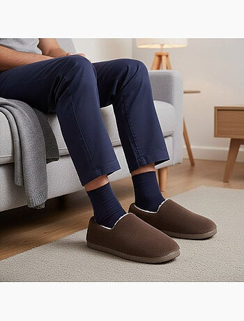 Ozabi chaussons homme fourrés, côtelés ou effet fourrure, semelle antidérapante