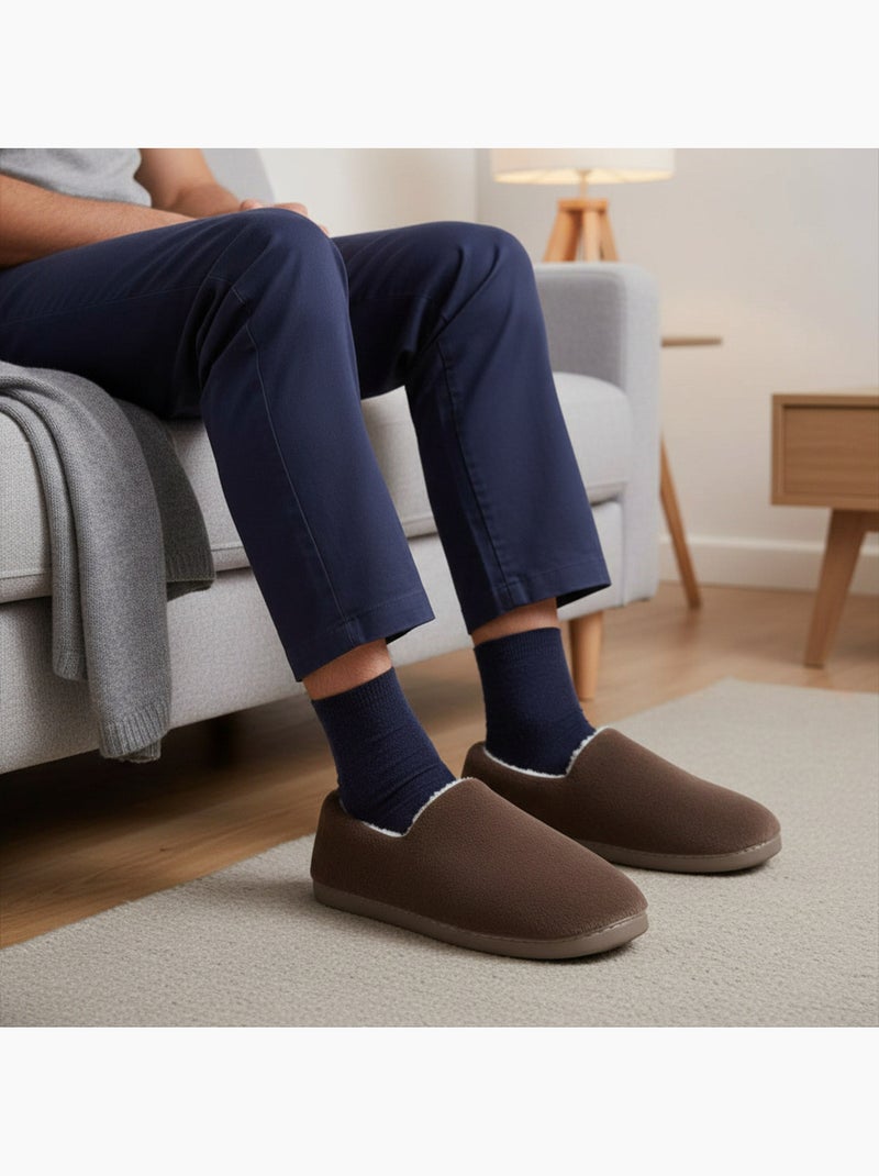 Ozabi chaussons homme fourrés, côtelés ou effet fourrure, semelle antidérapante Marron - Kiabi