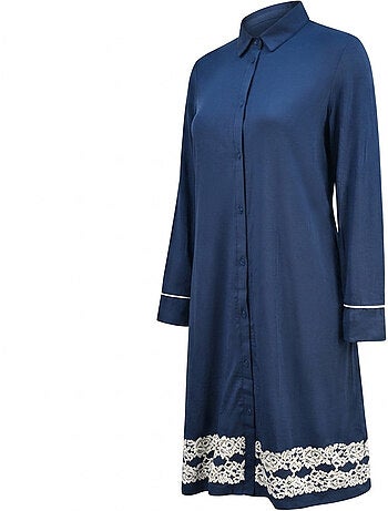 OZABI Chemise de Nuit Femme Boutonnée Dentelle Viscose