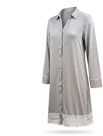 OZABI Chemise de Nuit Femme Boutonnée Dentelle Viscose