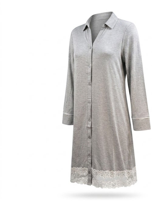 OZABI Chemise de Nuit Femme Boutonnée Dentelle Viscose - Kiabi OZABI Chemise de Nuit Femme Boutonnée Dentelle Viscose - Kiabi