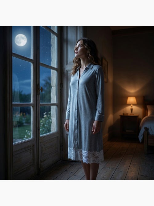 OZABI Chemise de Nuit Femme Boutonnée Dentelle Viscose - Kiabi OZABI Chemise de Nuit Femme Boutonnée Dentelle Viscose - Kiabi