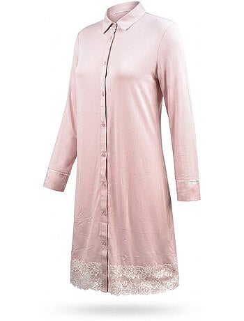 OZABI Chemise de Nuit Femme Boutonnée Dentelle Viscose