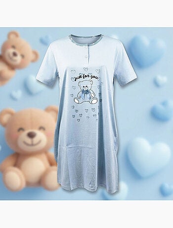 OZABI Chemise de Nuit Femme Microfibre Manches Courtes