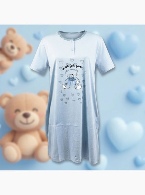 OZABI Chemise de Nuit Femme Microfibre Manches Courtes - Kiabi