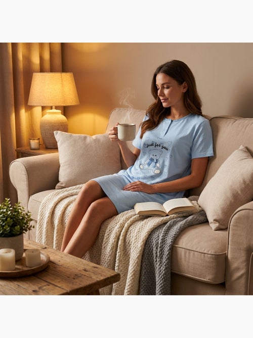 OZABI Chemise de Nuit Femme Microfibre Manches Courtes - Kiabi