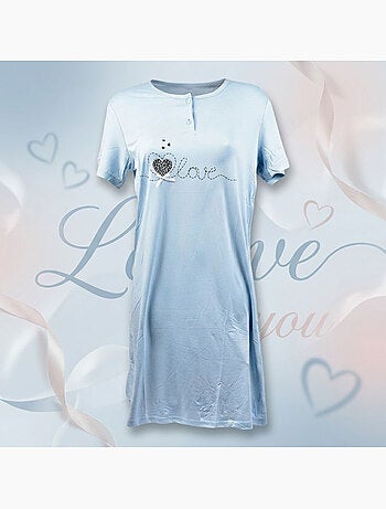 OZABI Chemise de Nuit Femme Microfibre Manches Courtes