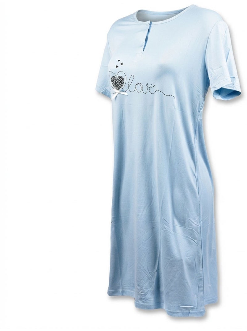 OZABI Chemise de Nuit Femme Microfibre Manches Courtes Bleu - Kiabi