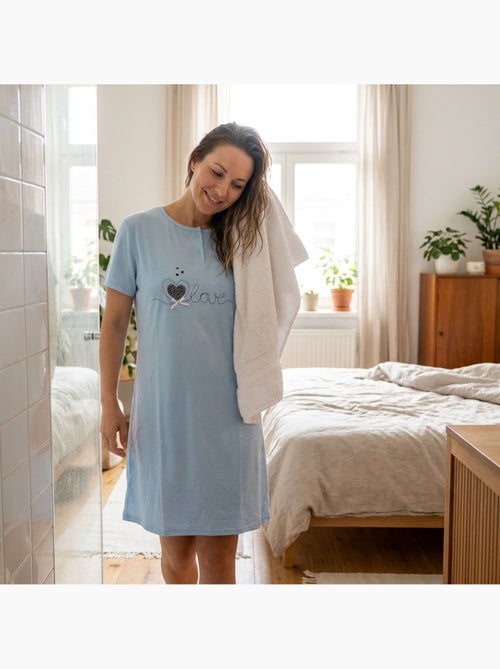 OZABI Chemise de Nuit Femme Microfibre Manches Courtes - Kiabi