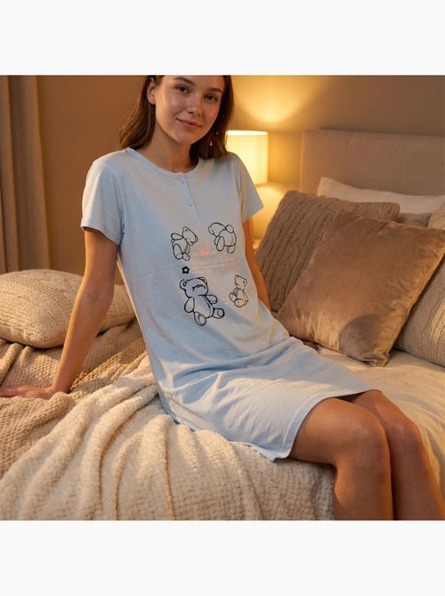 OZABI Chemise de Nuit Femme Microfibre Manches Courtes - Kiabi