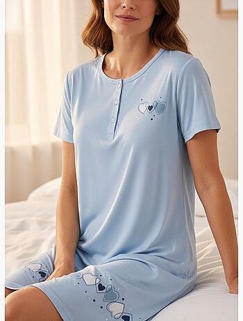 OZABI Chemise de Nuit Femme Microfibre Manches Courtes