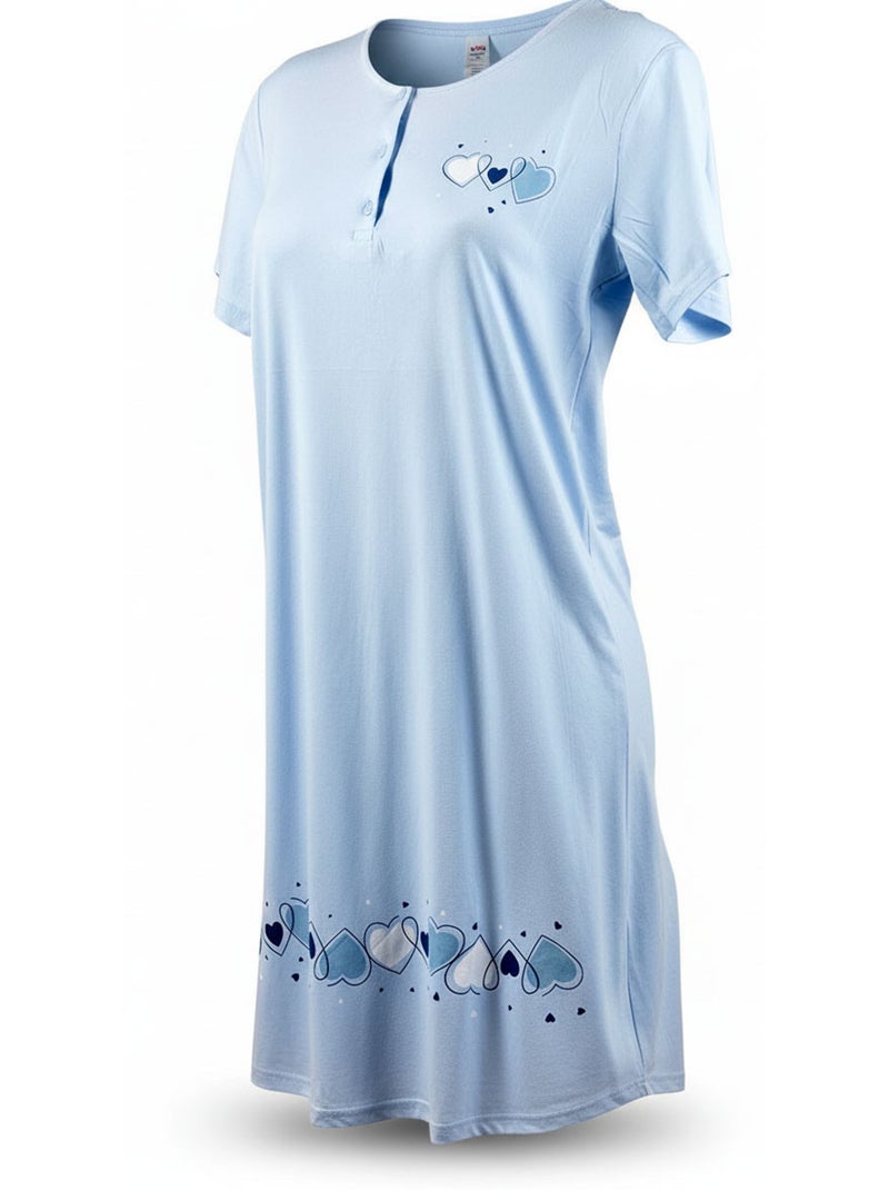 OZABI Chemise de Nuit Femme Microfibre Manches Courtes Bleu - Kiabi