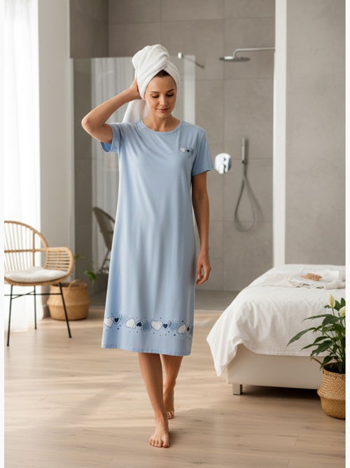 OZABI Chemise de Nuit Femme Microfibre Manches Courtes - Kiabi