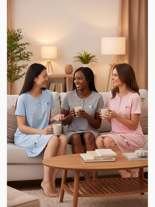 OZABI Chemise de Nuit Femme Microfibre Manches Courtes - Kiabi