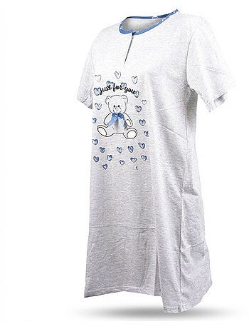 OZABI Chemise de Nuit Femme Microfibre Manches Courtes