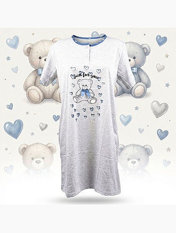 OZABI Chemise de Nuit Femme Microfibre Manches Courtes