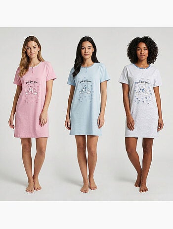 OZABI Chemise de Nuit Femme Microfibre Manches Courtes