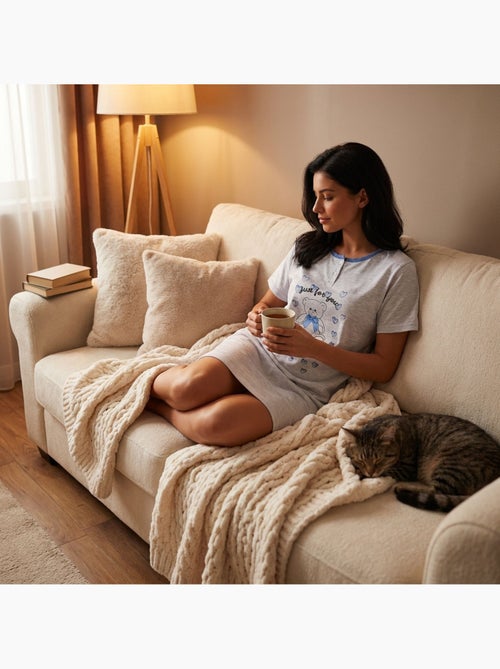 OZABI Chemise de Nuit Femme Microfibre Manches Courtes - Kiabi