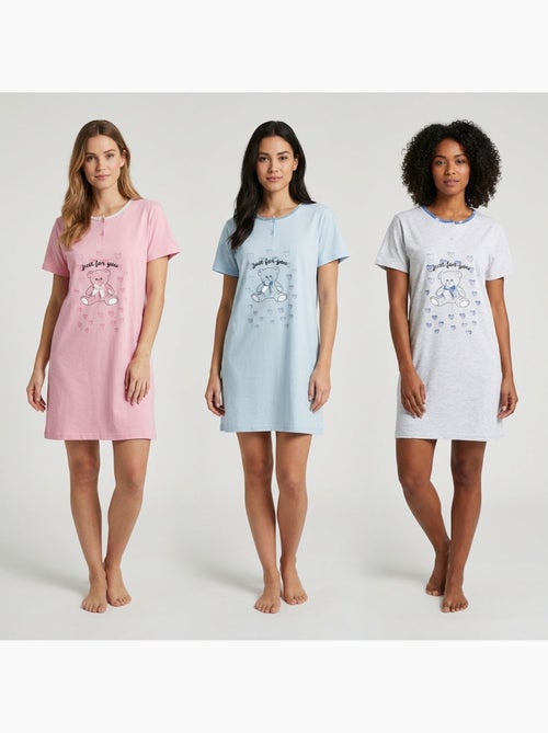 OZABI Chemise de Nuit Femme Microfibre Manches Courtes - Kiabi