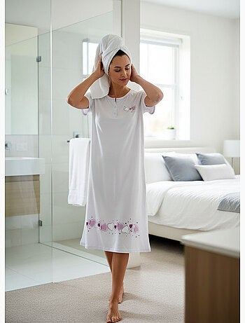 OZABI Chemise de Nuit Femme Microfibre Manches Courtes