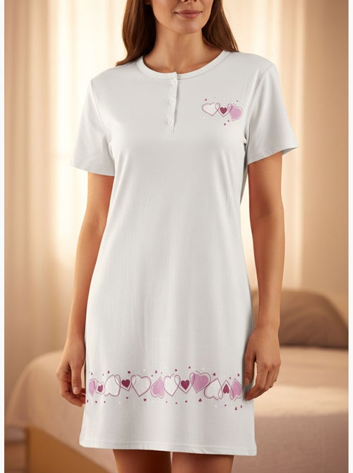 OZABI Chemise de Nuit Femme Microfibre Manches Courtes - Kiabi