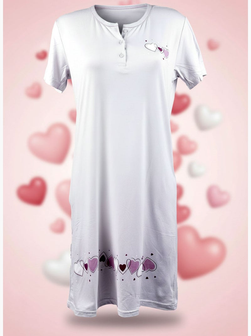OZABI Chemise de Nuit Femme Microfibre Manches Courtes Gris - Kiabi