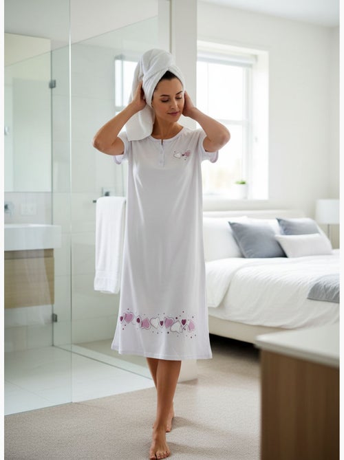 OZABI Chemise de Nuit Femme Microfibre Manches Courtes - Kiabi