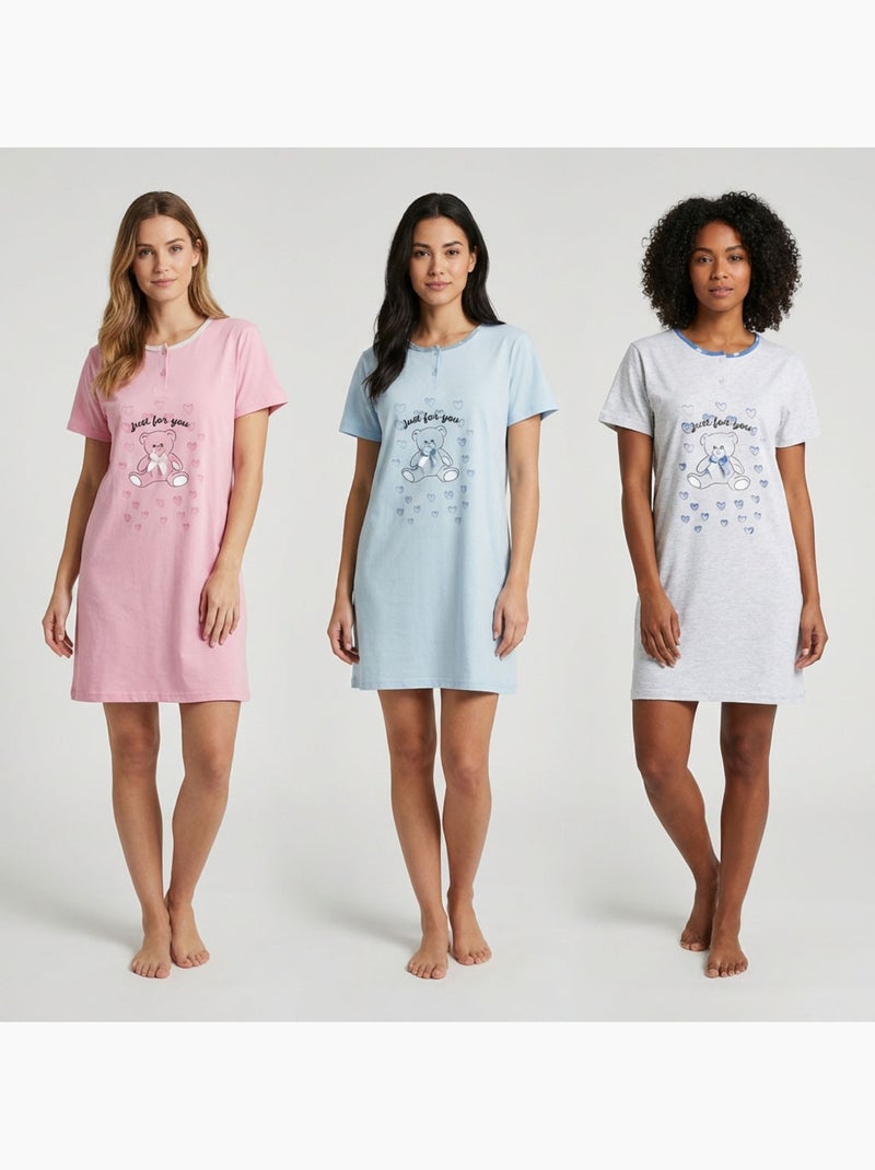 OZABI Chemise de Nuit Femme Microfibre Manches Courtes Rose - Kiabi
