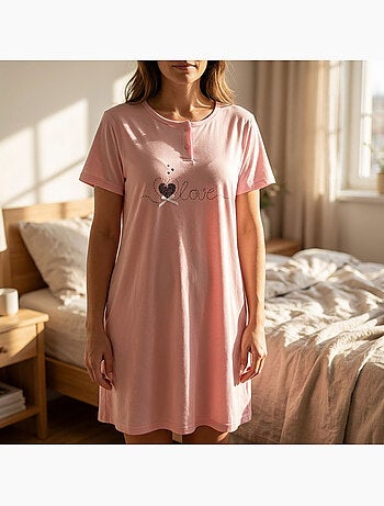 OZABI Chemise de Nuit Femme Microfibre Manches Courtes