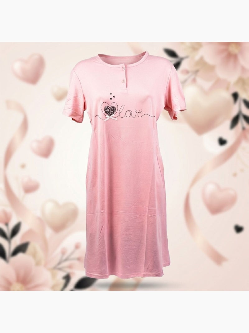 OZABI Chemise de Nuit Femme Microfibre Manches Courtes Rose - Kiabi