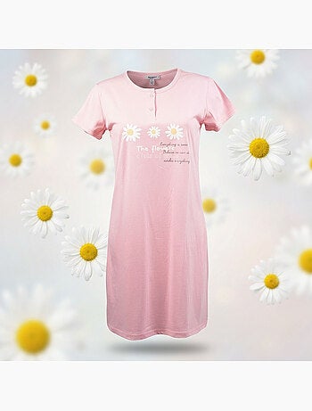 OZABI Chemise de Nuit Femme Microfibre Manches Courtes