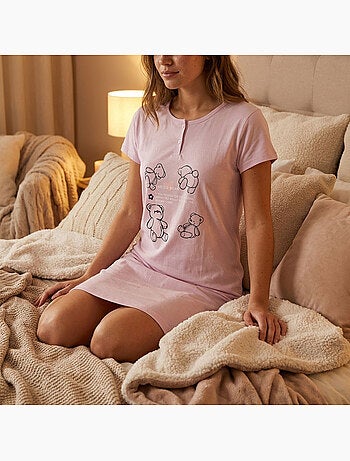 OZABI Chemise de Nuit Femme Microfibre Manches Courtes