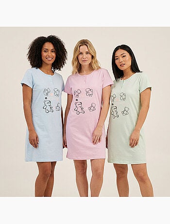 OZABI Chemise de Nuit Femme Microfibre Manches Courtes