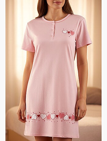 OZABI Chemise de Nuit Femme Microfibre Manches Courtes