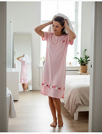 OZABI Chemise de Nuit Femme Microfibre Manches Courtes