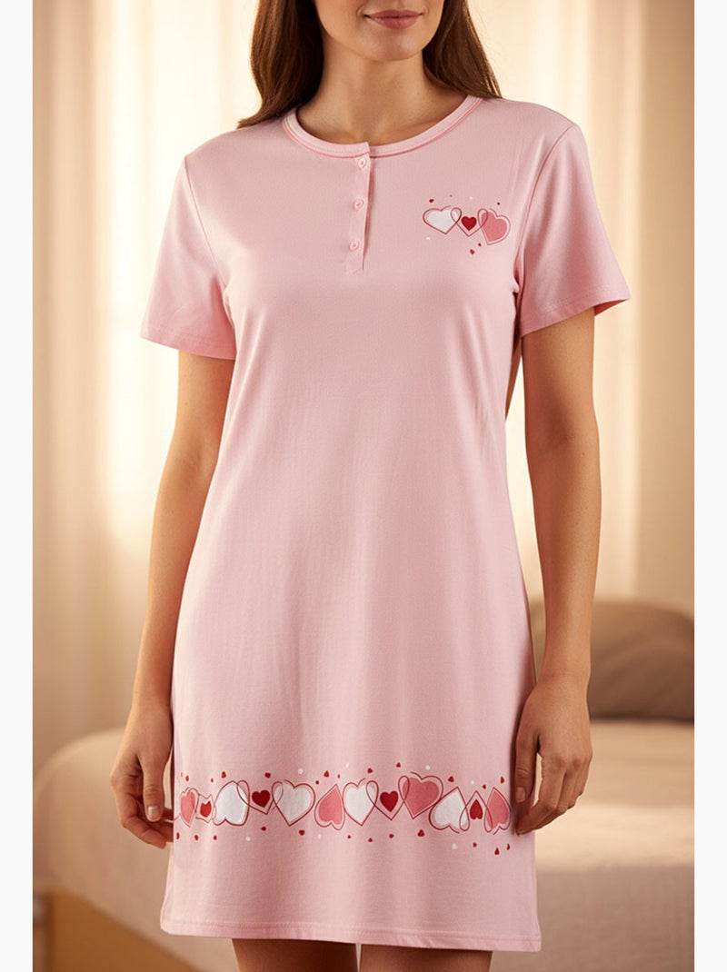 OZABI Chemise de Nuit Femme Microfibre Manches Courtes Rose - Kiabi
