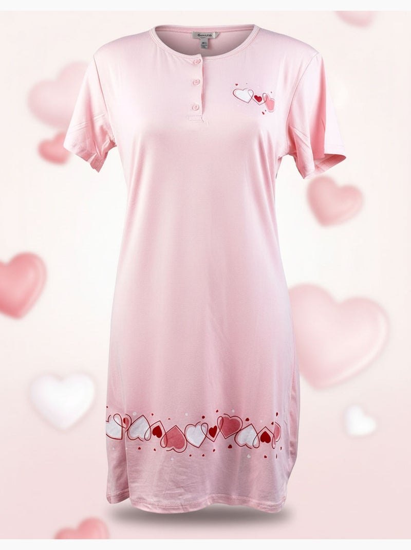 OZABI Chemise de Nuit Femme Microfibre Manches Courtes Rose - Kiabi