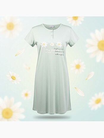 OZABI Chemise de Nuit Femme Microfibre Manches Courtes