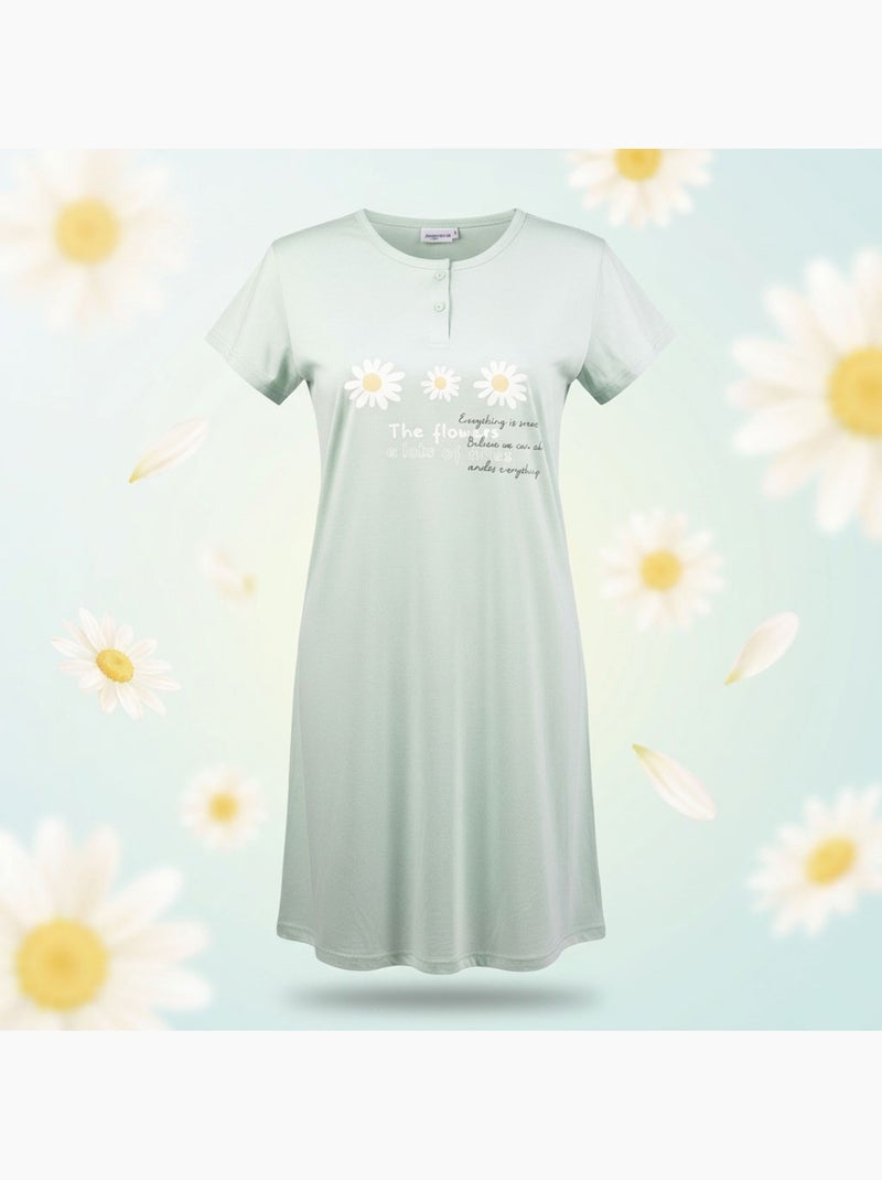 OZABI Chemise de Nuit Femme Microfibre Manches Courtes Vert - Kiabi