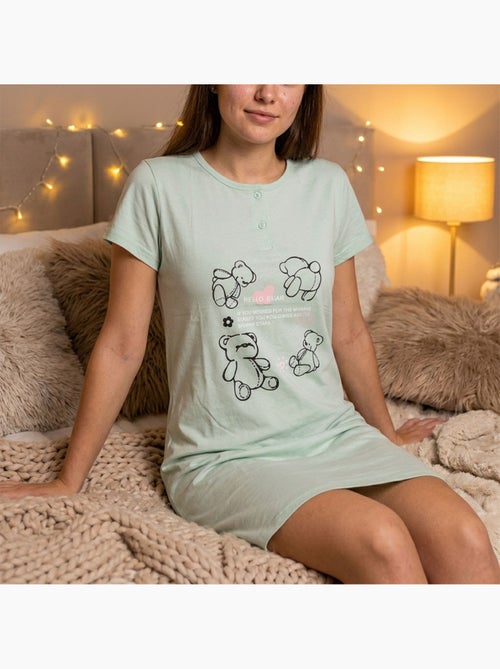 OZABI Chemise de Nuit Femme Microfibre Manches Courtes - Kiabi