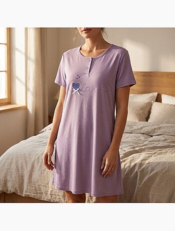 OZABI Chemise de Nuit Femme Microfibre Manches Courtes