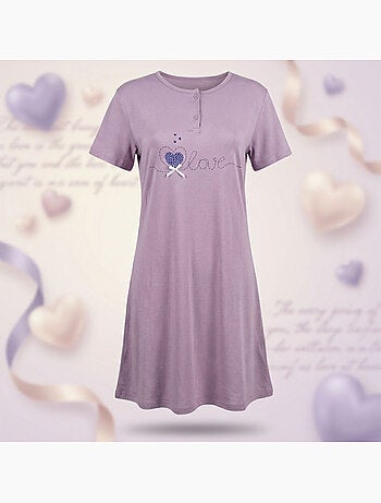 OZABI Chemise de Nuit Femme Microfibre Manches Courtes