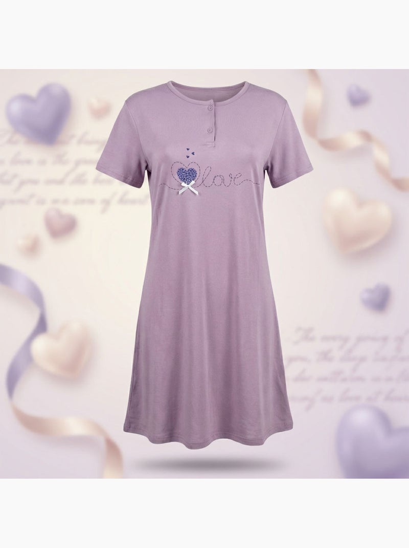 OZABI Chemise de Nuit Femme Microfibre Manches Courtes Violet - Kiabi
