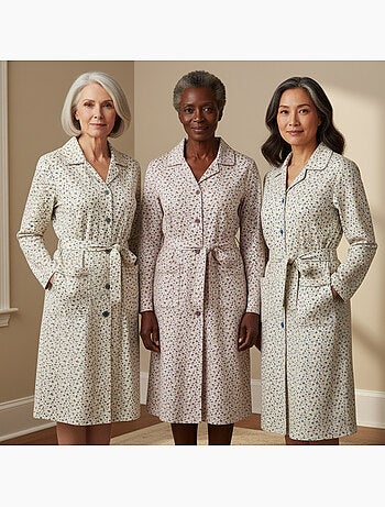 Ozabi chemise de nuit femme pack de 3, coton, col chemise boutonné